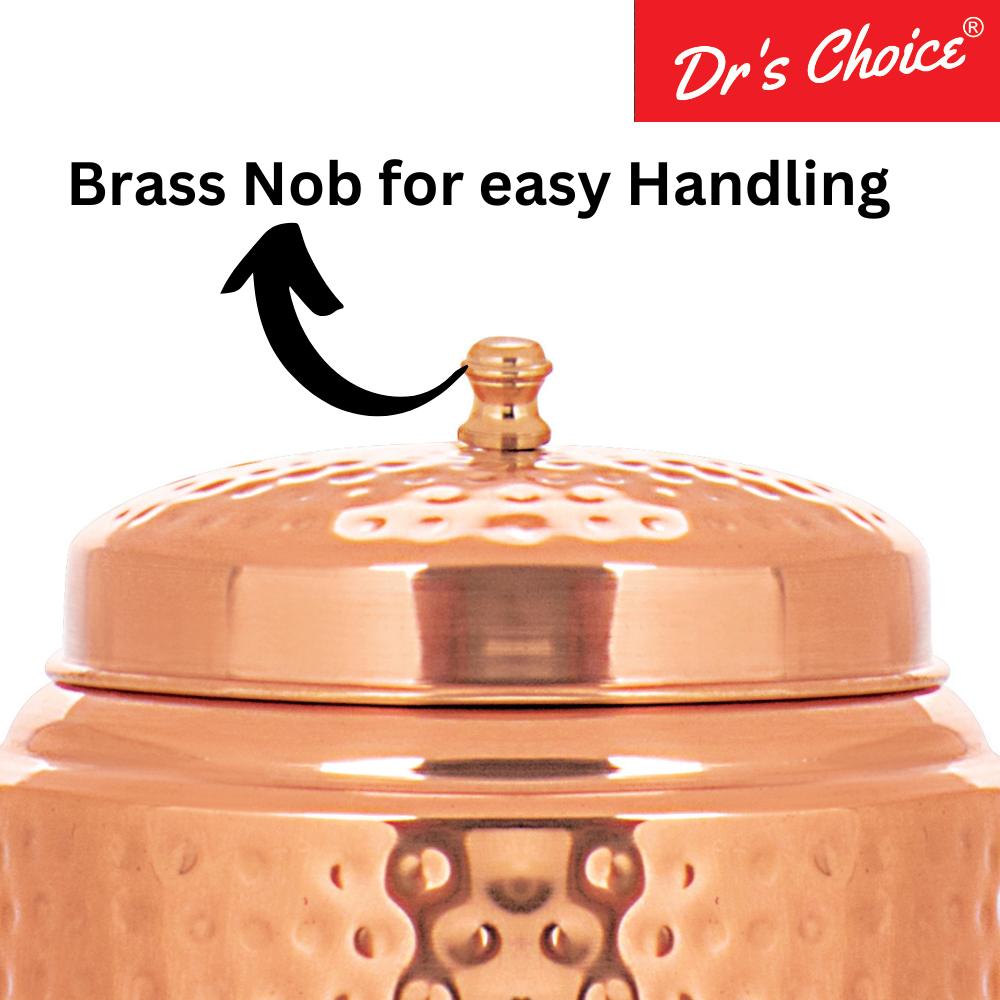 Dr's Choice Copper Water Matka Pot 5 Ltr with Stand & Glass - Image 6