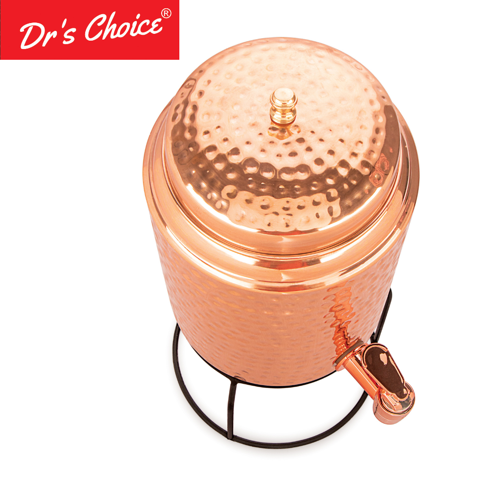 Dr's Choice Copper Water Matka Pot 5 Ltr with Stand & Glass - Image 4