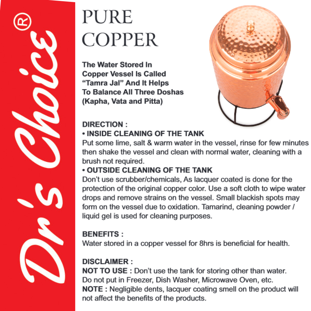 Dr's Choice Copper Water Matka Pot 5 Ltr with Stand & Glass - Image 9
