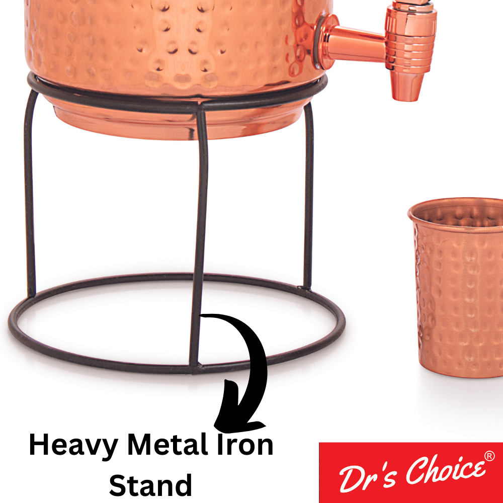 Dr's Choice Copper Water Matka Pot 5 Ltr with Stand & Glass - Image 8