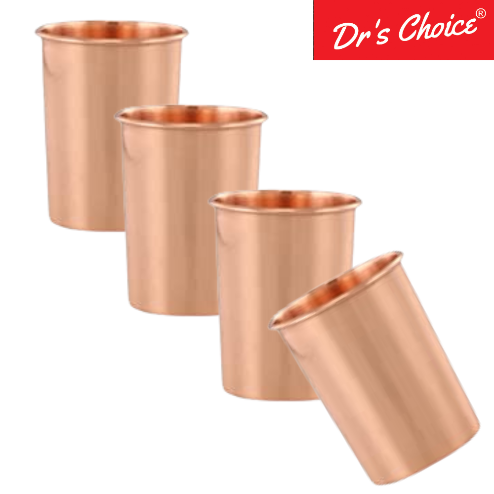 Dr's Choice Pure Copper Plain Matt Water Glass Set of 4pc - Image 2