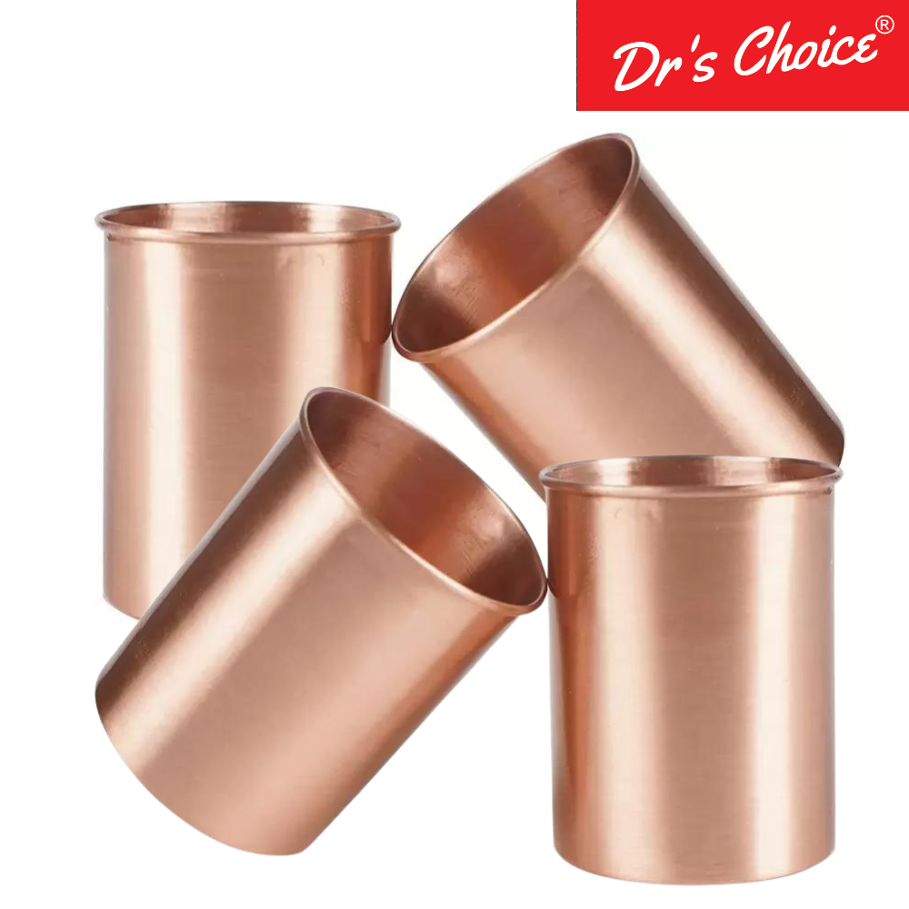 Dr's Choice Pure Copper Plain Matt Water Glass Set of 4pc - Image 4